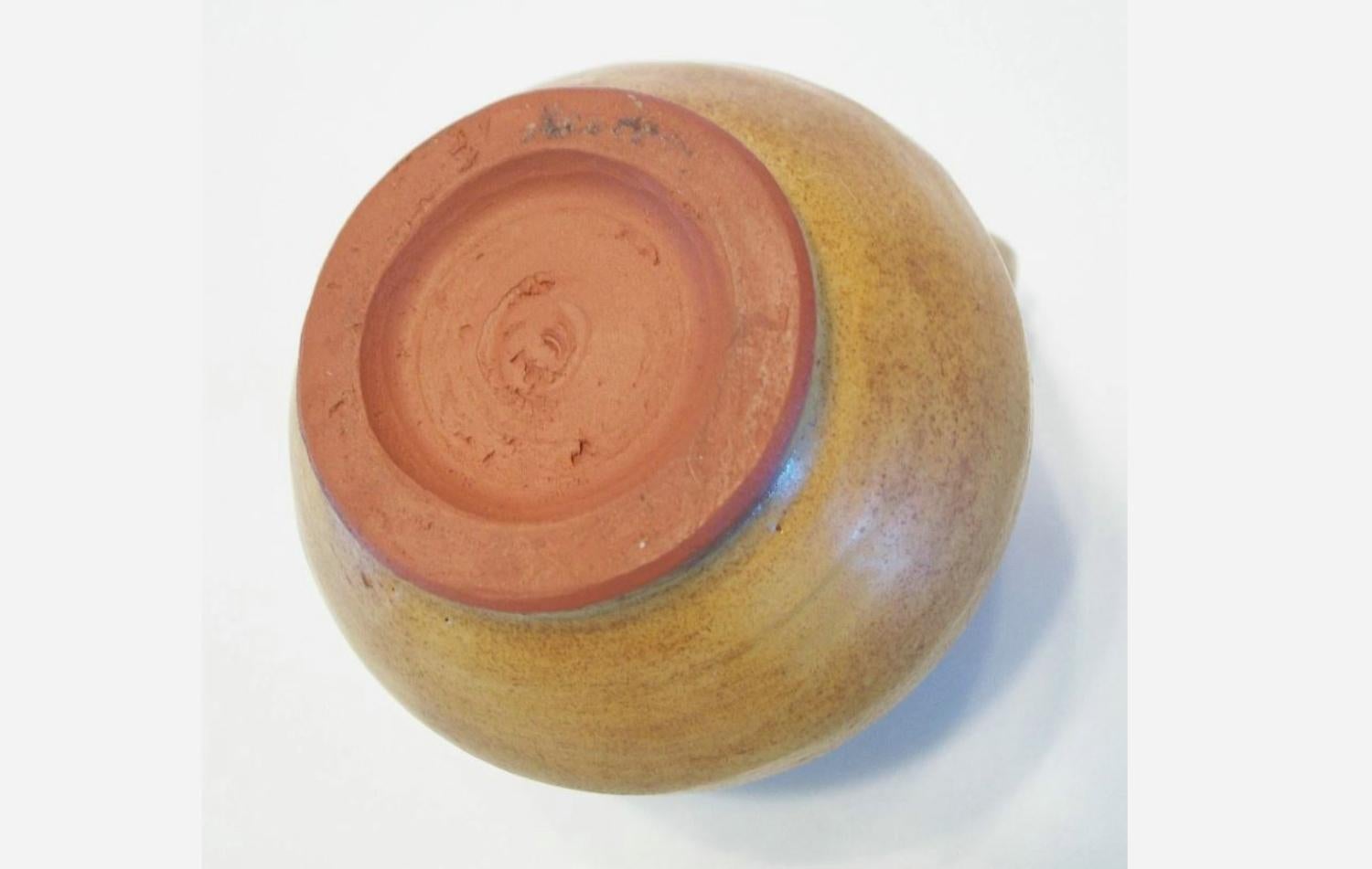 Vintage Wheel Thrown Glazed Terracotta Miniature Jug - Unsigned - 20th Century For Sale 5