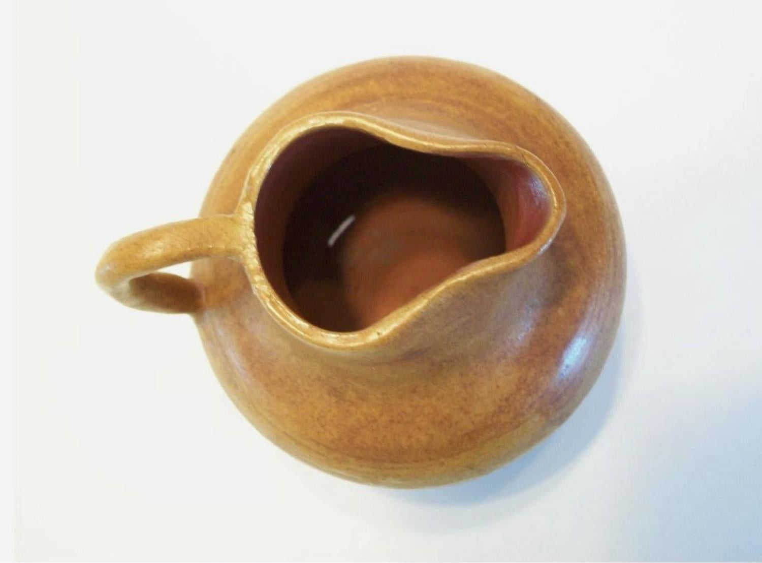 Vintage Wheel Thrown Glazed Terracotta Miniature Jug - Unsigned - 20th Century For Sale 6