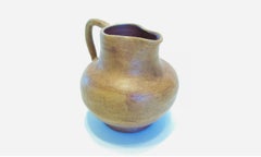 Vintage Wheel Thrown Glazed Terracotta Miniature Jug - Unsigned - 20th Century