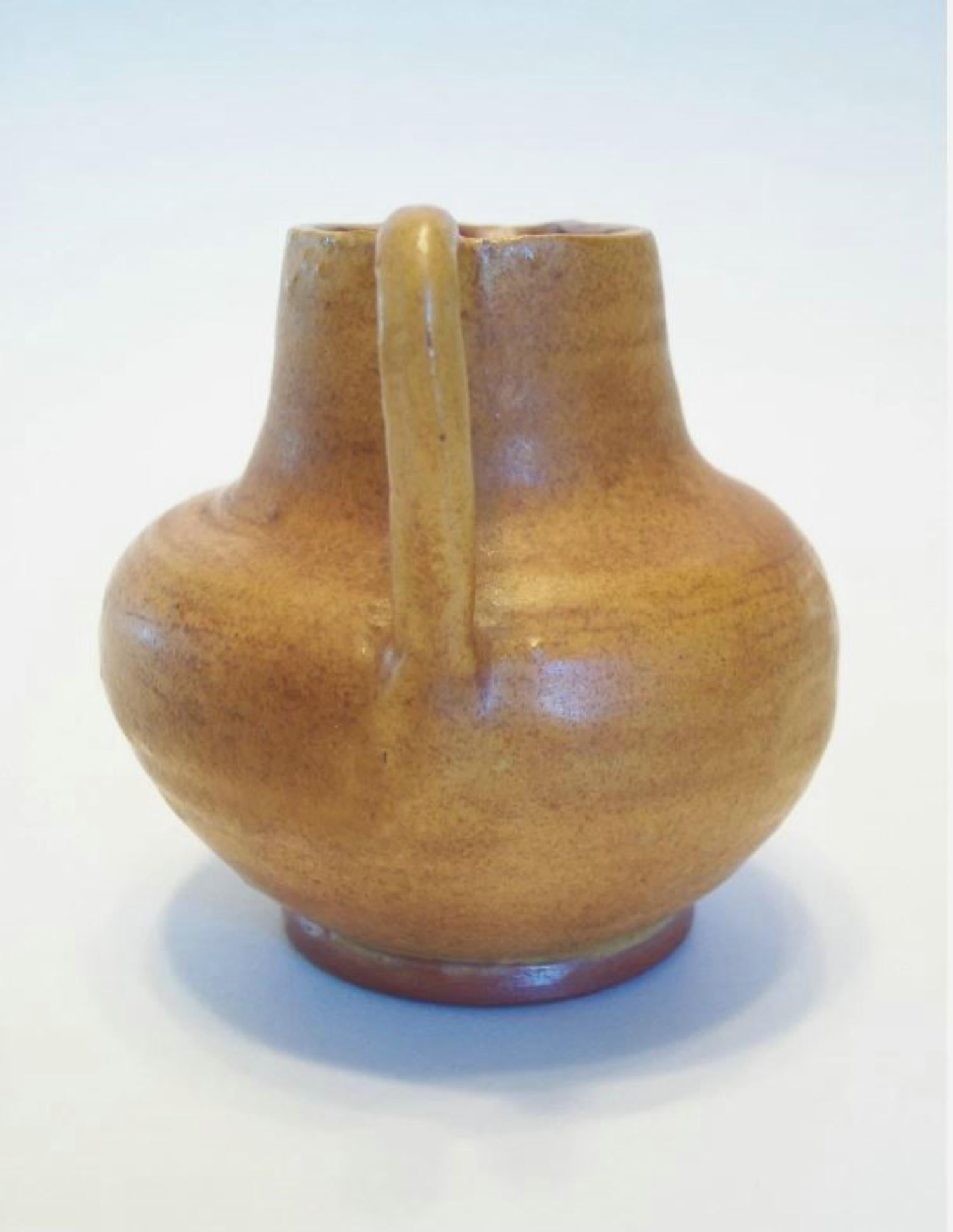 Vintage Wheel Thrown Glazed Terracotta Miniature Jug - Unsigned - 20th Century For Sale 2