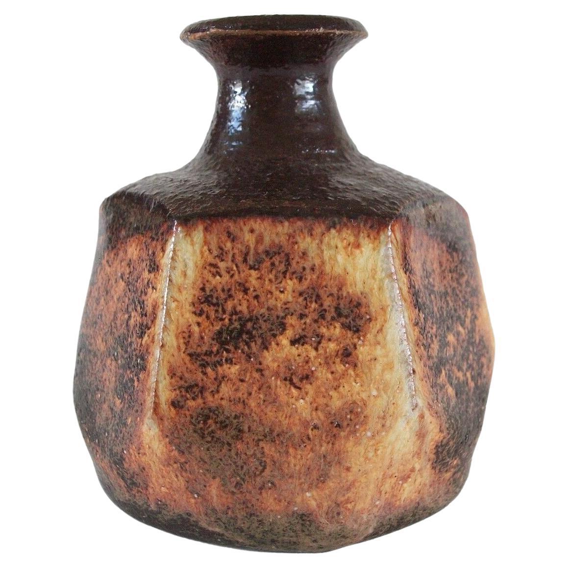 Vintage Wheel Thrown Studio Pottery Bud Vase, Initialed, Canada, Mid-20th C For Sale