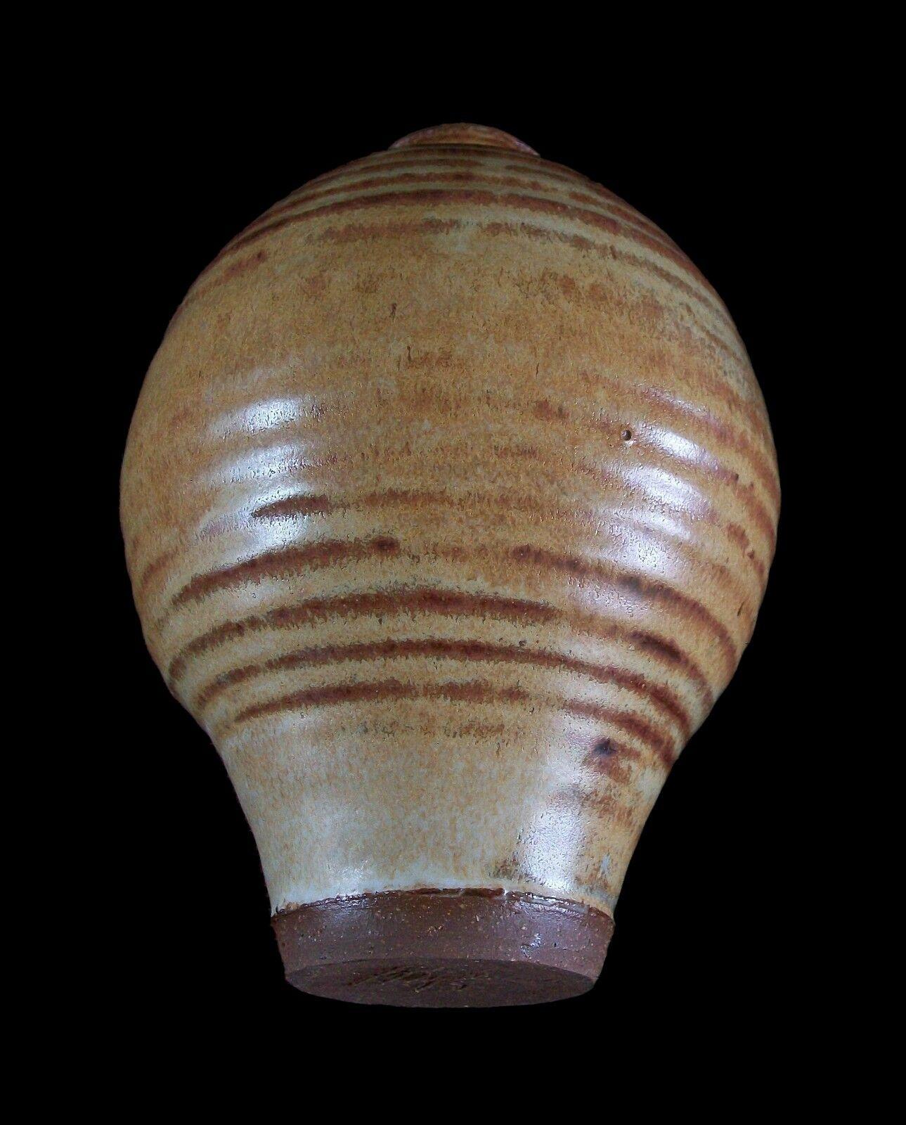 Glazed Vintage Wheel Thrown Studio Pottery Vase, Signed & Dated, Canada, Circa 1975 For Sale