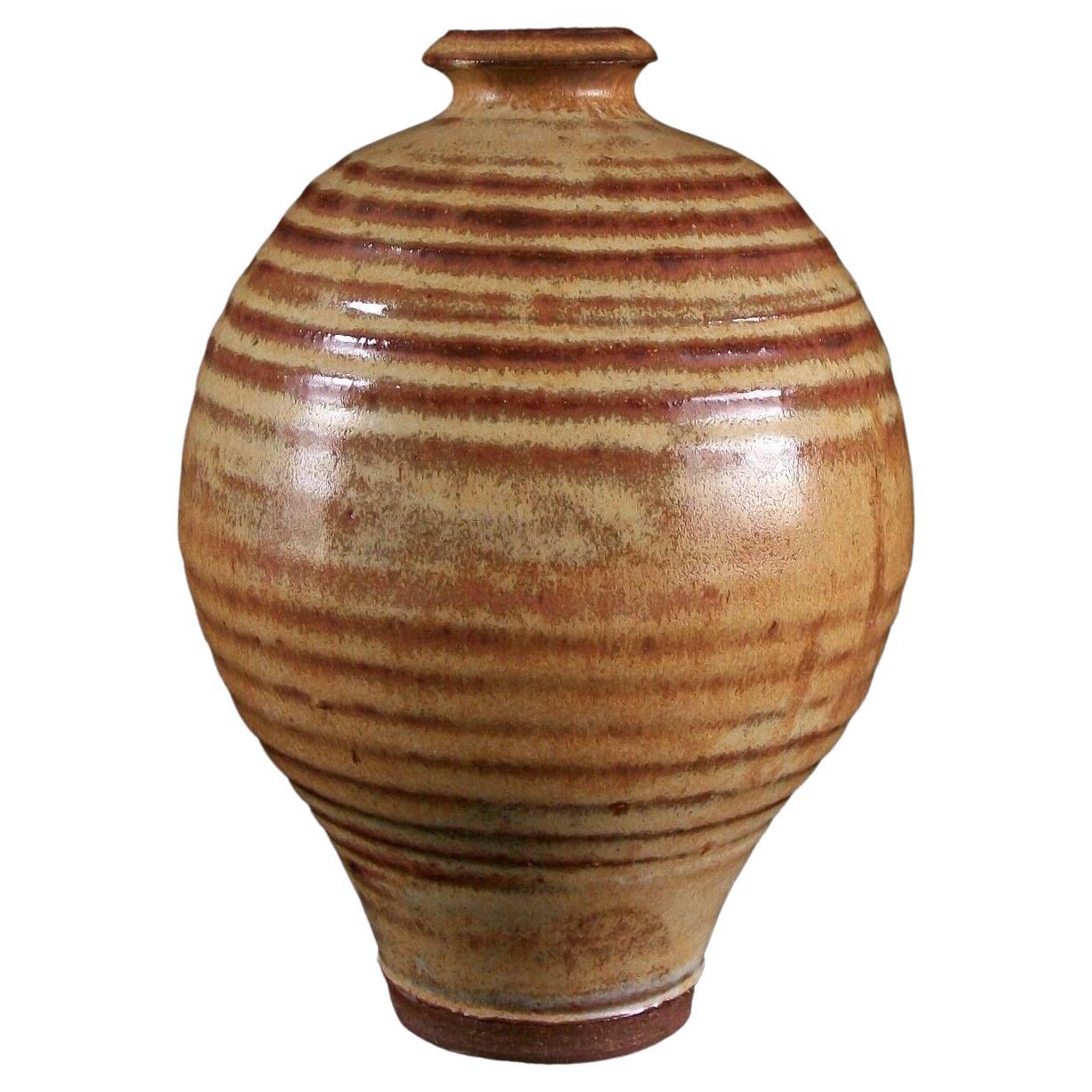 Vintage Wheel Thrown Studio Pottery Vase, Signed & Dated, Canada, Circa 1975 For Sale