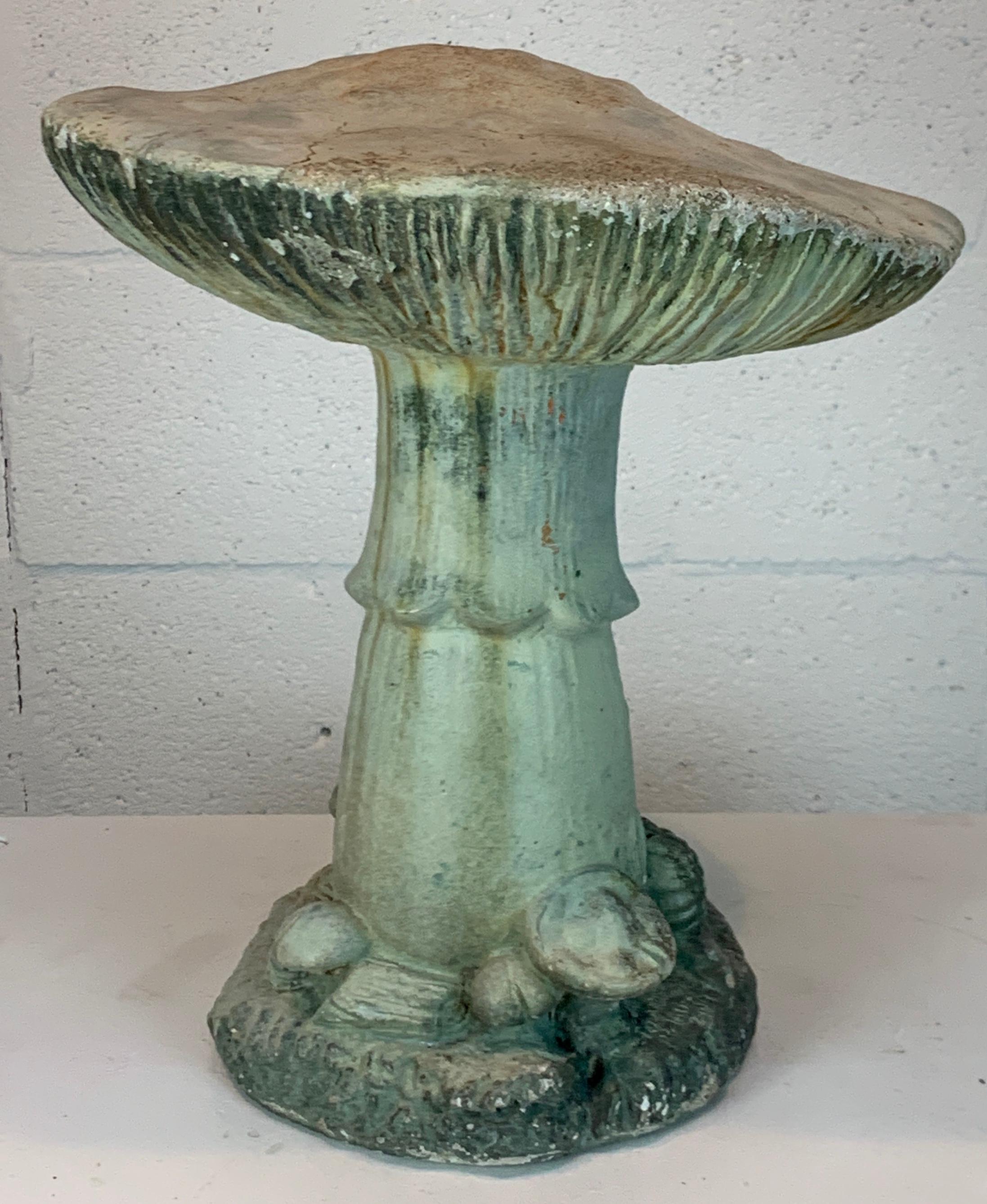 Vintage Whimsical Cast Stone Mushroom Garden Ornament, circa 1960 In Good Condition For Sale In West Palm Beach, FL