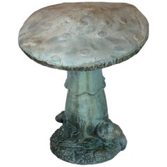 Used Whimsical Cast Stone Mushroom Garden Ornament, circa 1960