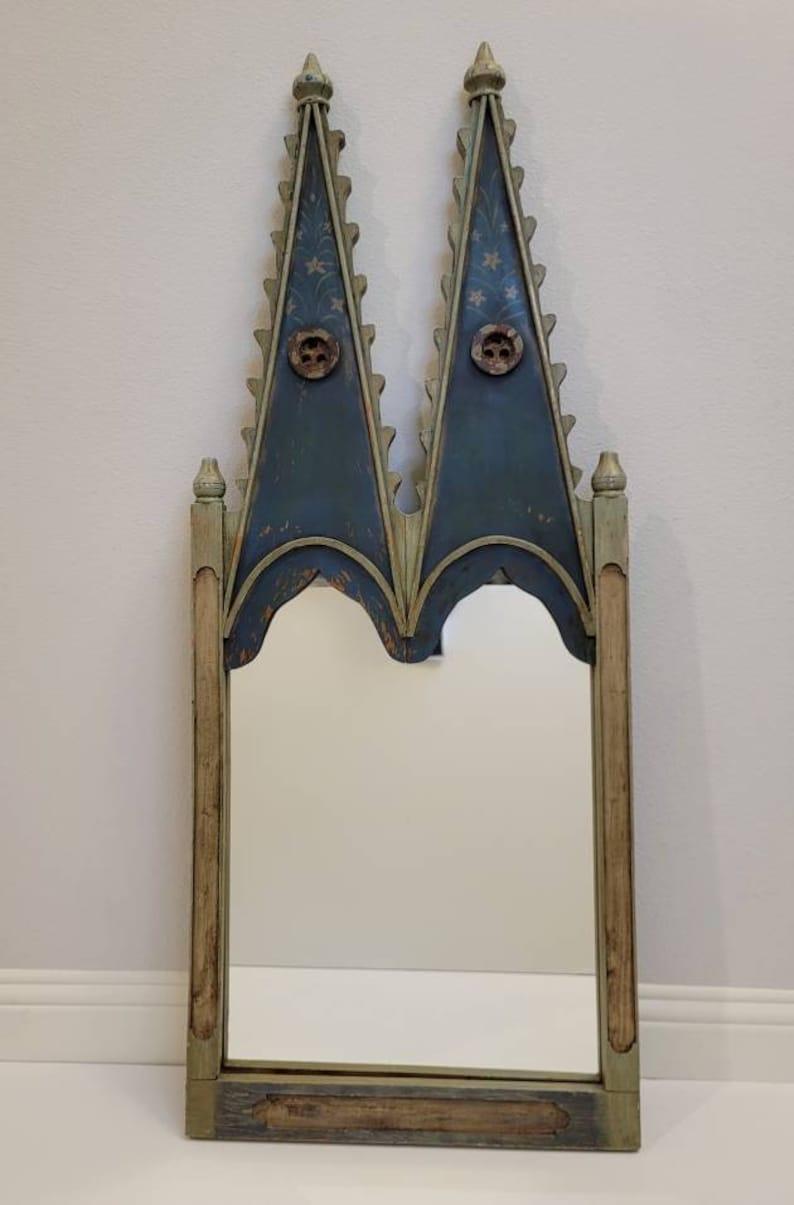 Gothic Vintage Whimsical Castle Style Hand Painted Mirror
