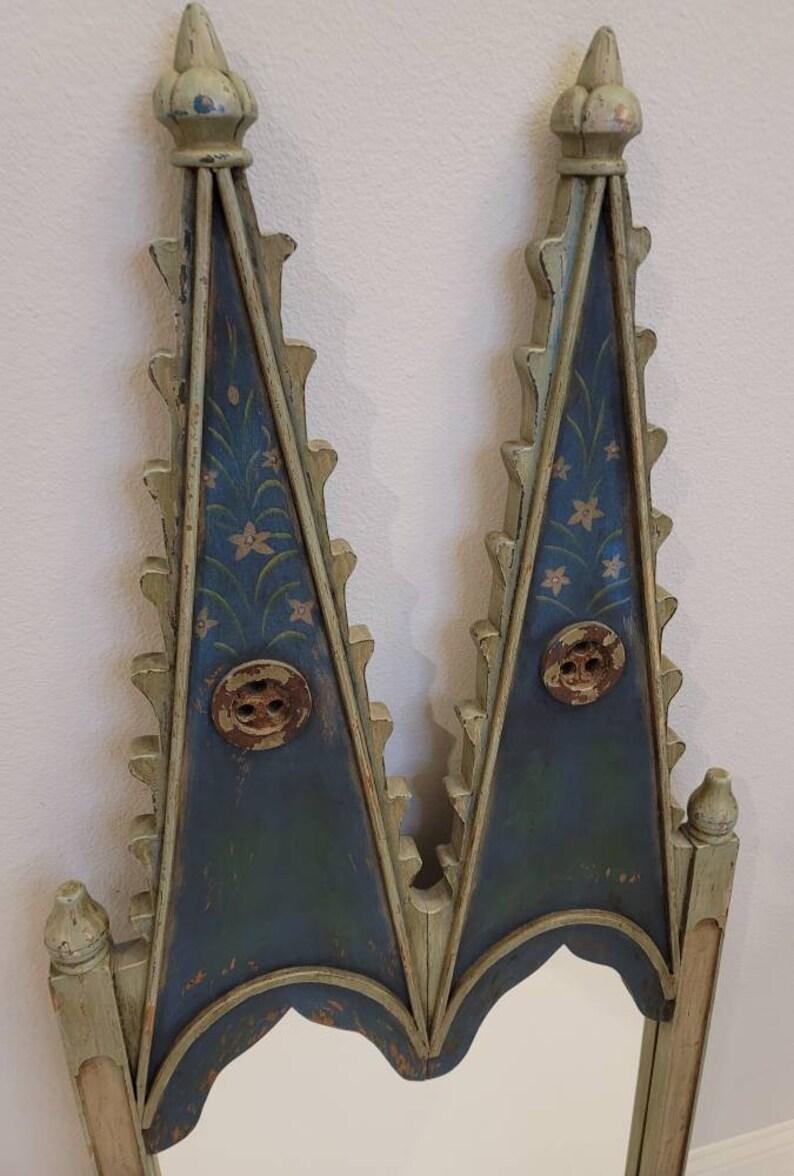 Vintage Whimsical Castle Style Hand Painted Mirror 1