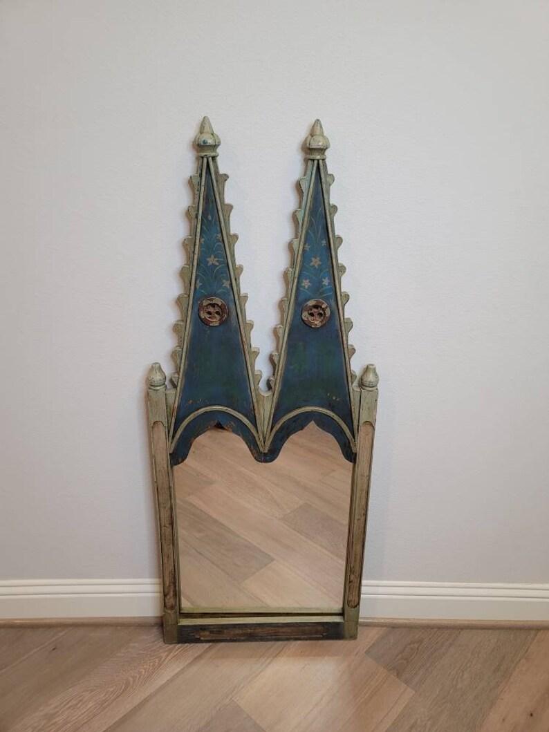 Vintage Whimsical Castle Style Hand Painted Mirror 2