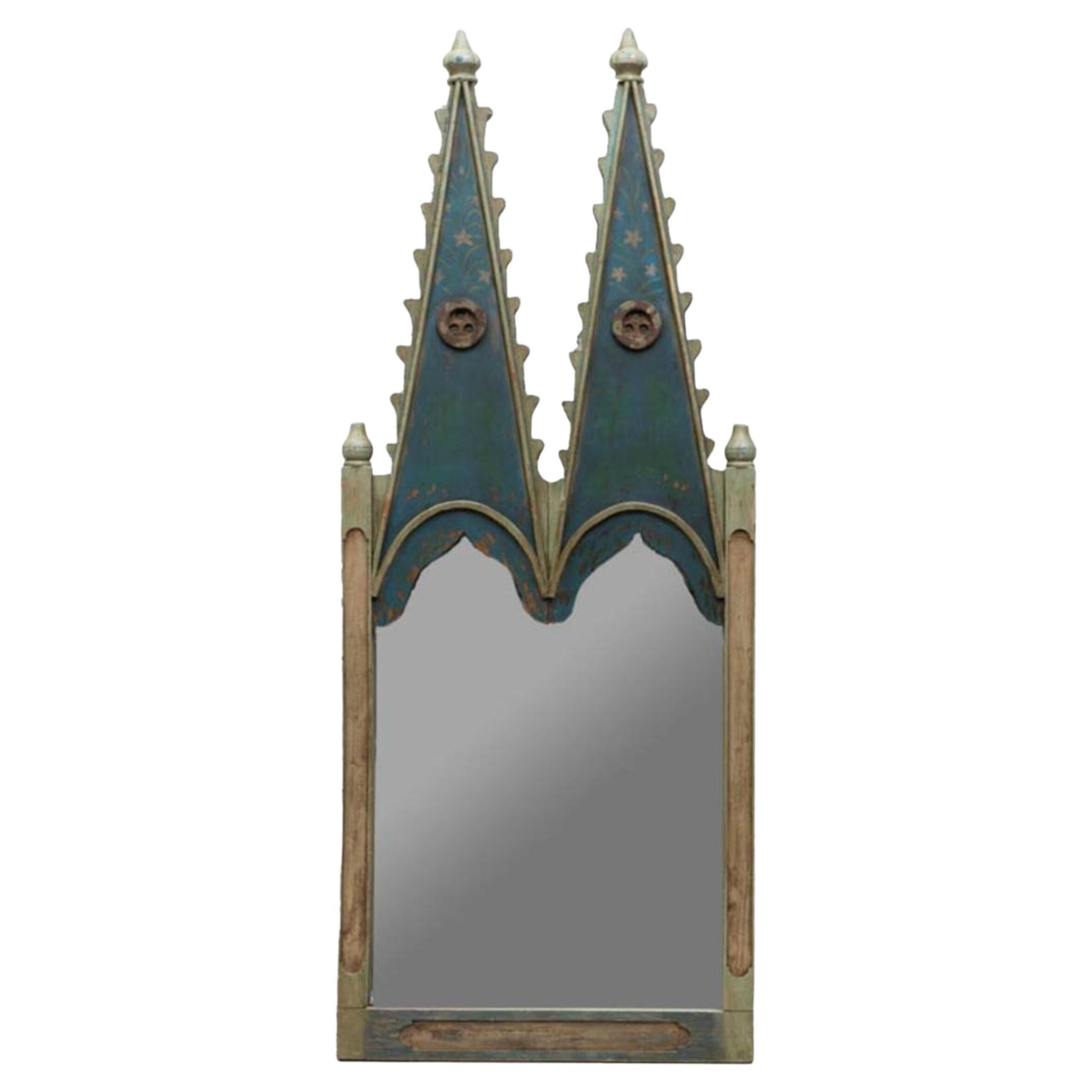 Vintage Whimsical Castle Style Hand Painted Mirror