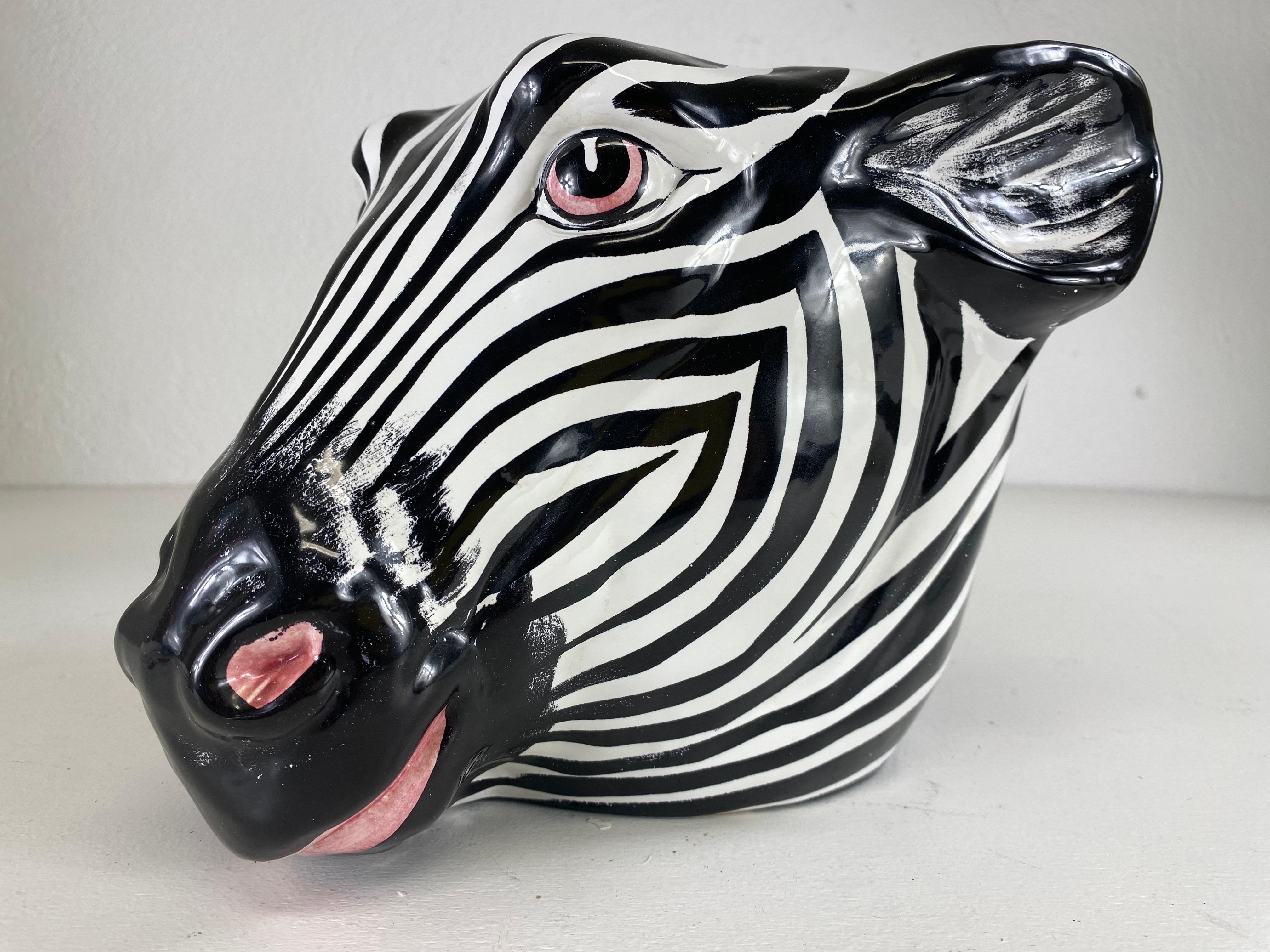 italien Vintage whimsical Italian pottery zebra bowl/planter en vente