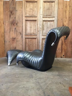 Vintage Whimsical Modern Chair and Ottoman