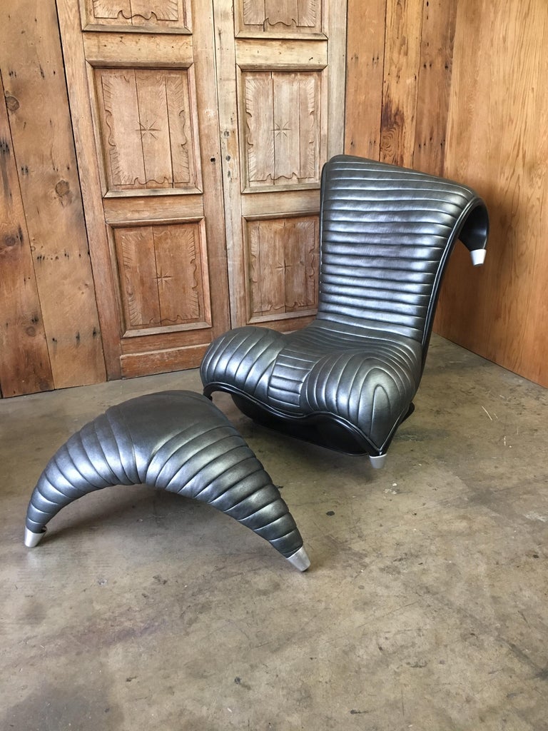 Molded Vintage Whimsical Modern Chair and Ottoman