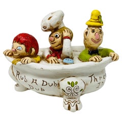 Vintage Whimsical Rub-A-Dub, Three in a Tub Sculpture 1970