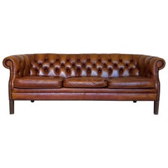 Used Whiskey Brown Chesterfield Leather Sofa