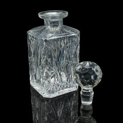 Vintage Whiskey Decanter, English, Crystal Glass, Scotch Bottle, Barware, C.1930