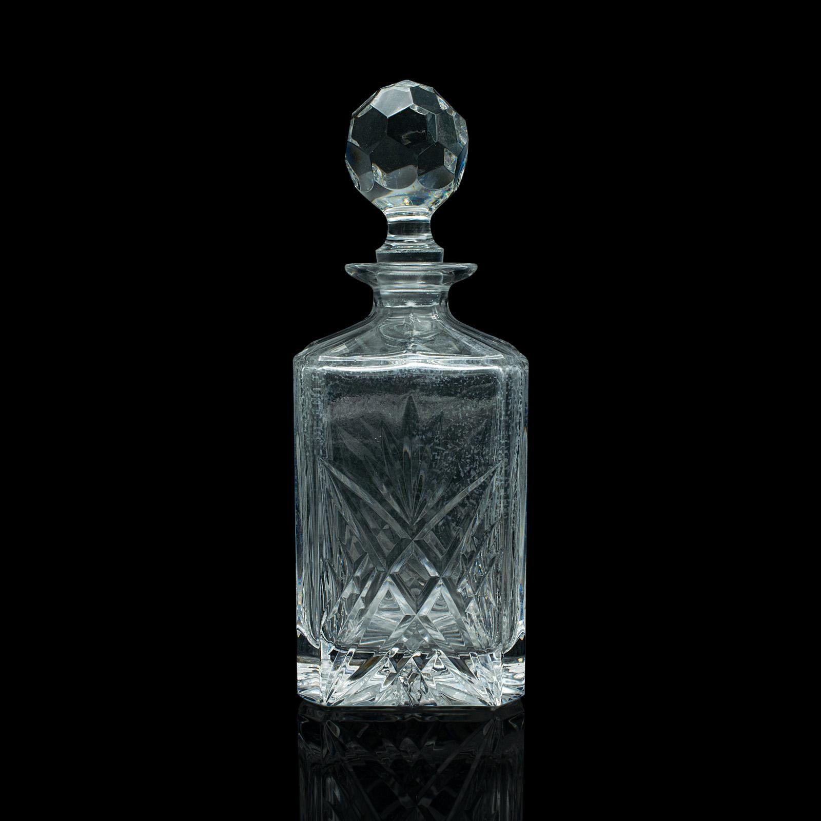 British Vintage Whiskey Decanter, English, Cut Glass, Brandy, Scotch, Spirit Vessel