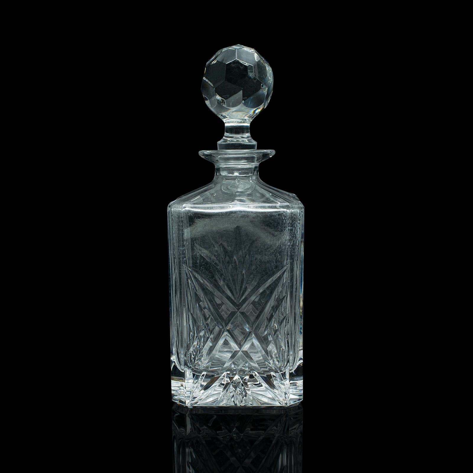 Vintage Whiskey Decanter, English, Cut Glass, Brandy, Scotch, Spirit Vessel In Good Condition In Hele, Devon, GB