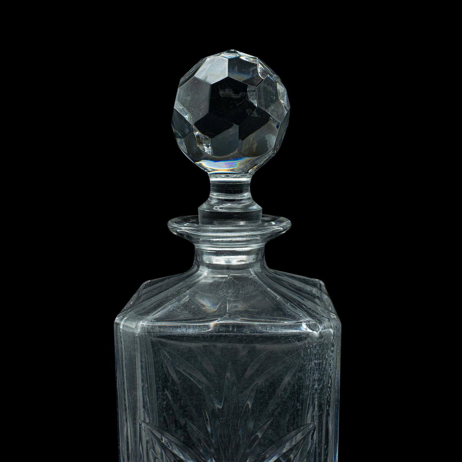20th Century Vintage Whiskey Decanter, English, Cut Glass, Brandy, Scotch, Spirit Vessel