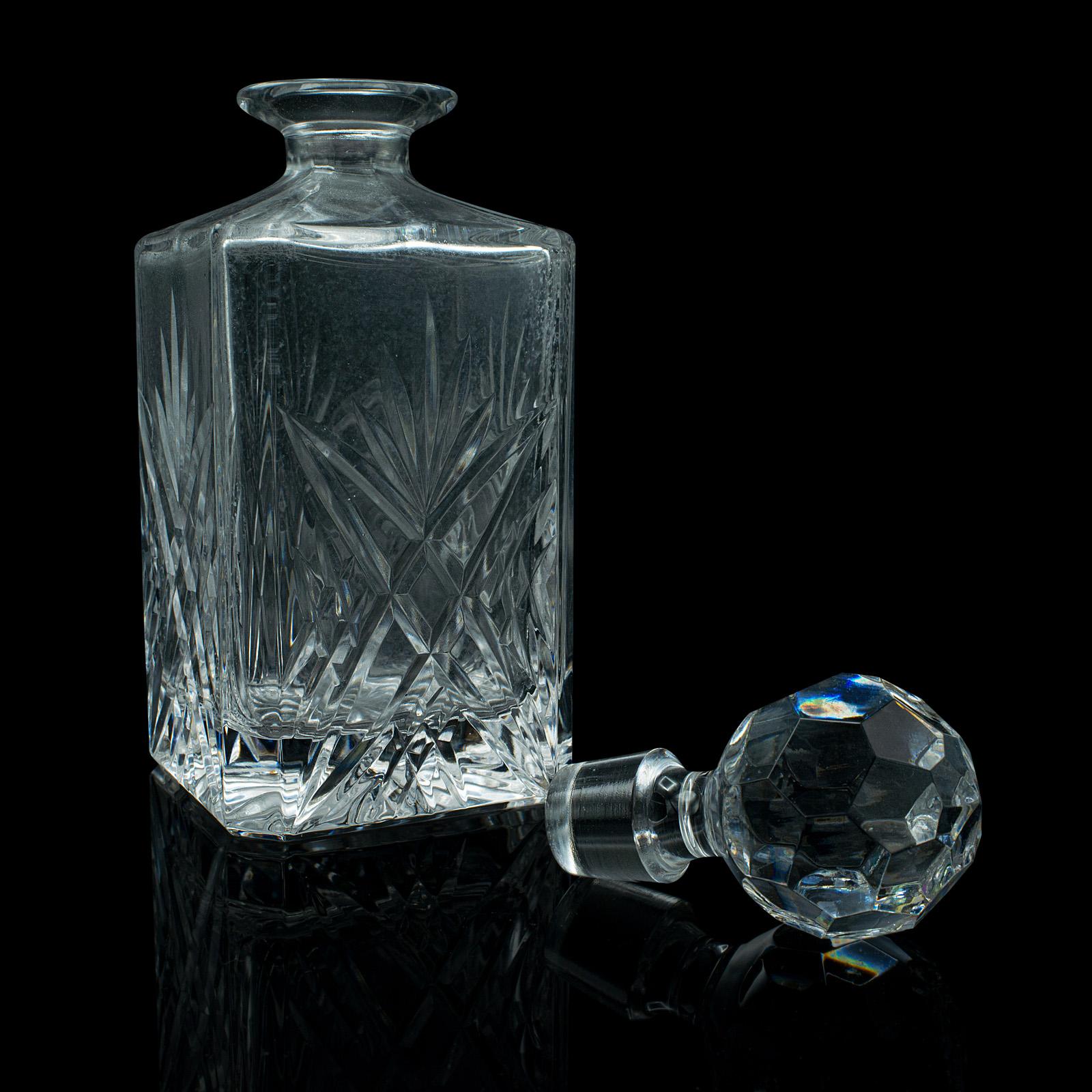 Vintage Whiskey Decanter, English, Cut Glass, Brandy, Scotch, Spirit Vessel 1