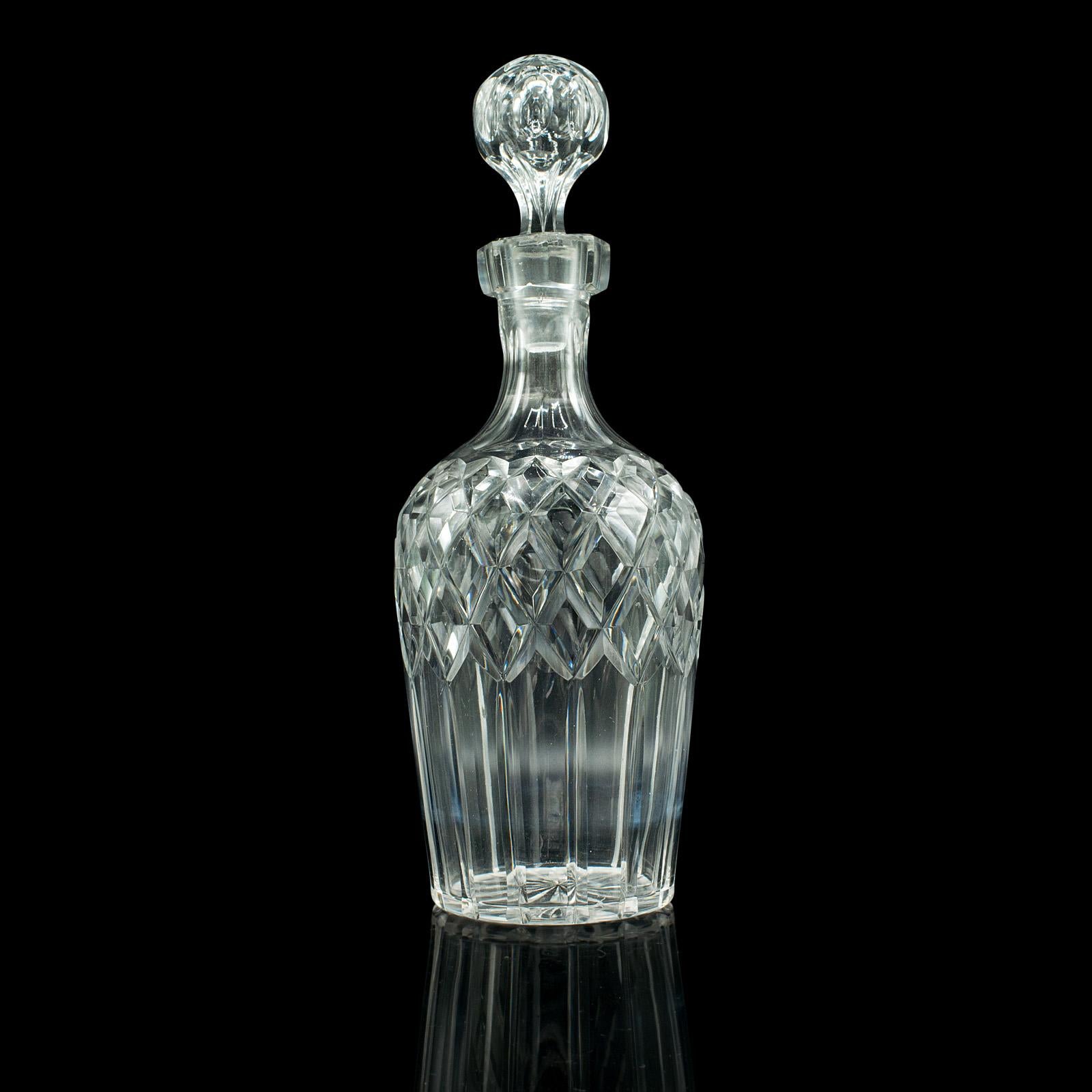 Vintage Whiskey Decanter, English, Cut Glass, Decorative, Scotch Vessel, C.1960 In Good Condition In Hele, Devon, GB