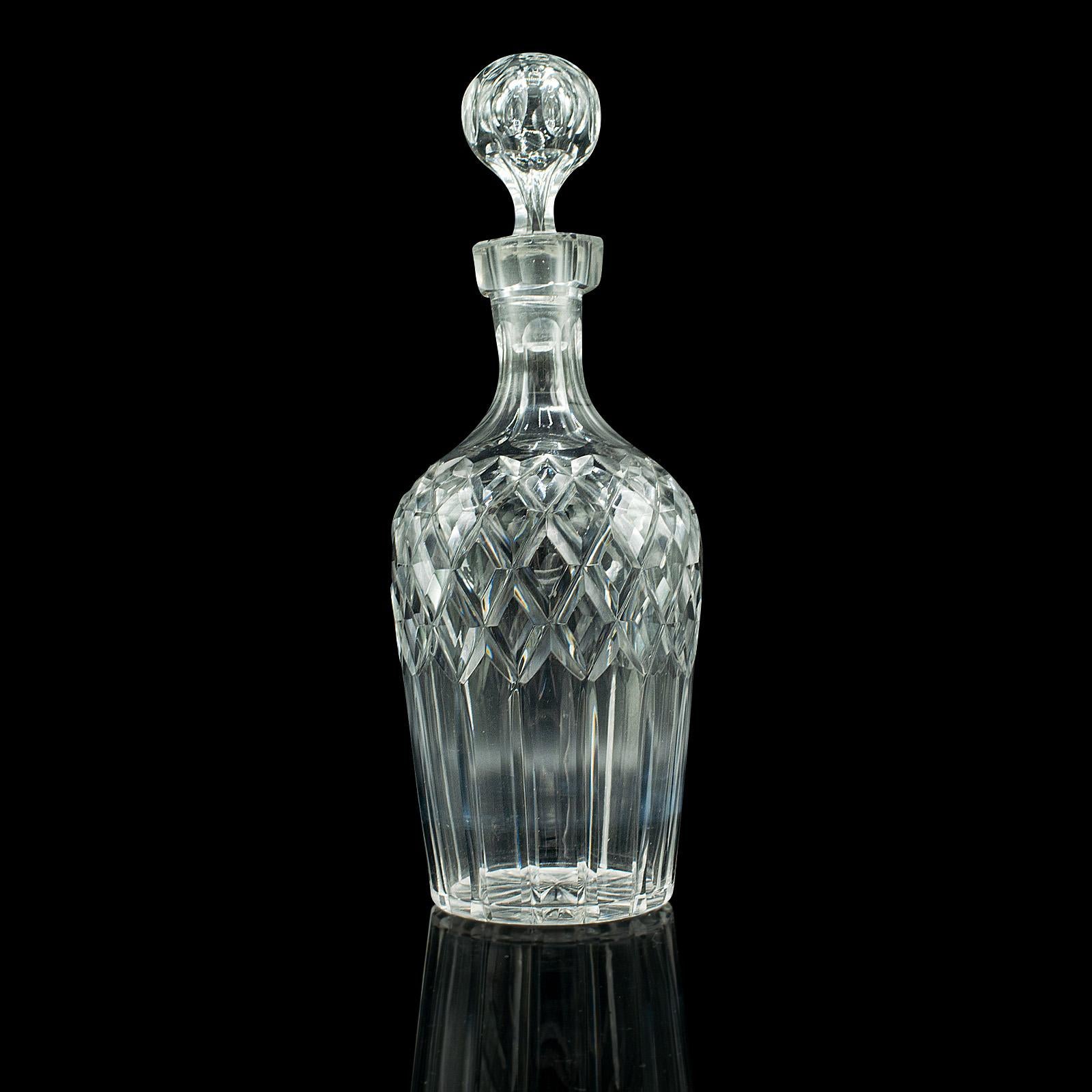 20th Century Vintage Whiskey Decanter, English, Cut Glass, Decorative, Scotch Vessel, C.1960