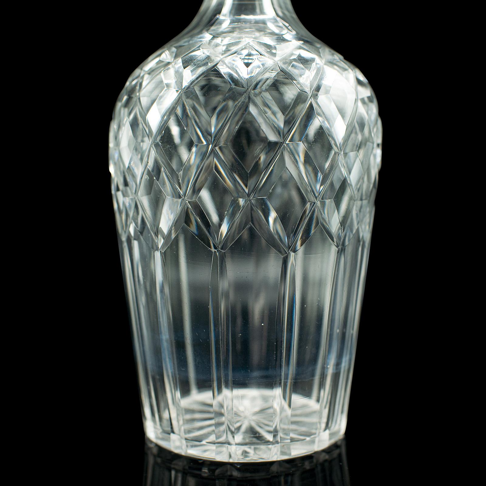 Vintage Whiskey Decanter, English, Cut Glass, Decorative, Scotch Vessel, C.1960 3