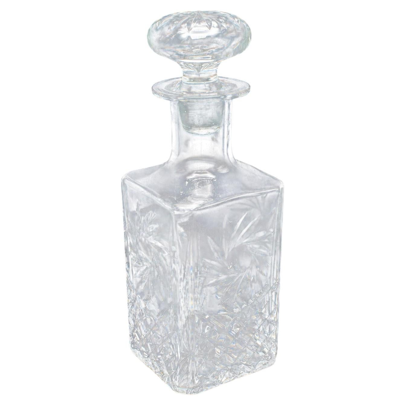 Vintage Whiskey Dekanter, Englisch, geschliffenes Glas, Scotch, Brandy, Spirituosen, C.1975