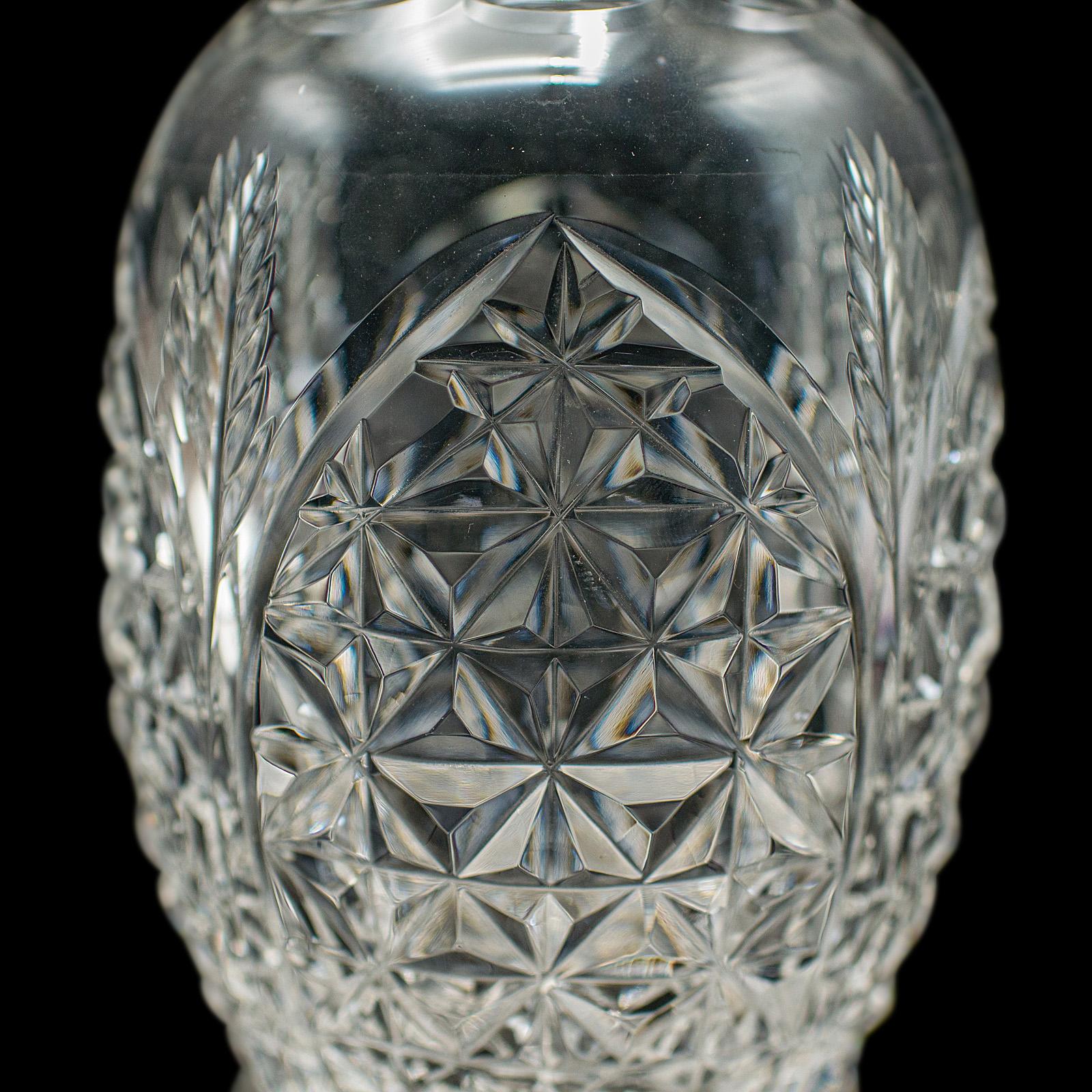 Vintage Whiskey Decanter, English, Cut Glass, Silver, Spirit Vessel, Hallmarked For Sale 4