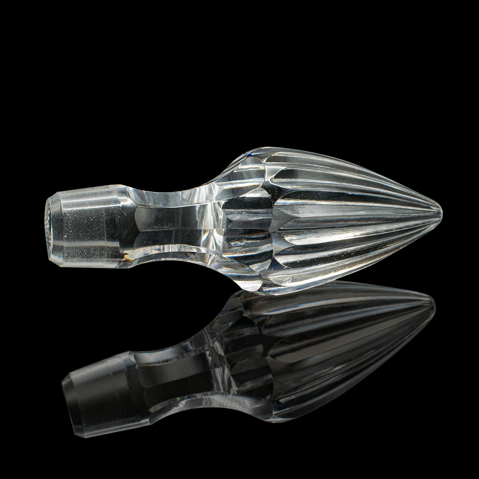 Vintage Whiskey Decanter, English, Cut Glass, Silver, Spirit Vessel, Hallmarked For Sale 6
