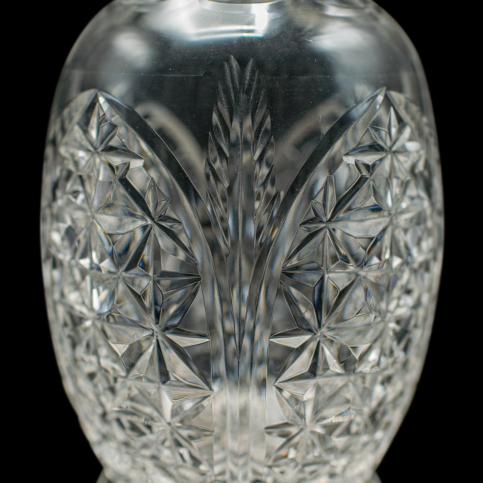 Vintage Whiskey Decanter, English, Cut Glass, Silver, Spirit Vessel, Hallmarked For Sale 3
