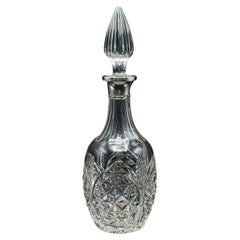 Decantador de whisky vintage, inglés, cristal tallado, plata, recipiente para licores, Hallmarked