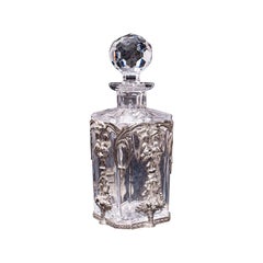 Vintage Whiskey Decanter, Portuguese, Glass, Spirit, Silver Filigree, Circa 1970