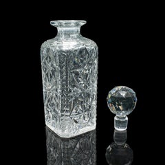Vintage Whisky Decanter, English Cut Glass, Bourbon, Scotch, Carafe, Mid Century
