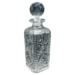 Vintage Whisky Decanter, English Cut Glass, Bourbon, Scotch, Carafe, Mid Century