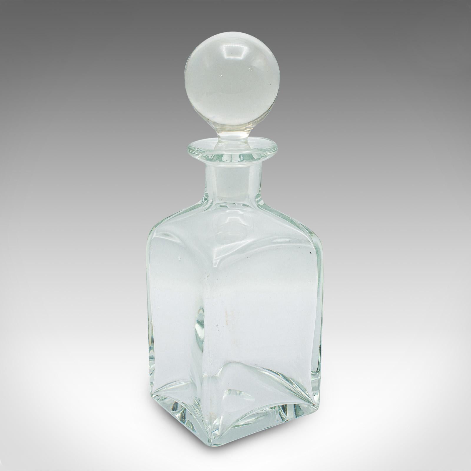 Vintage Whisky Decanter, English, Glass, Bourbon, Spirit Decanter, Mid Century For Sale 6