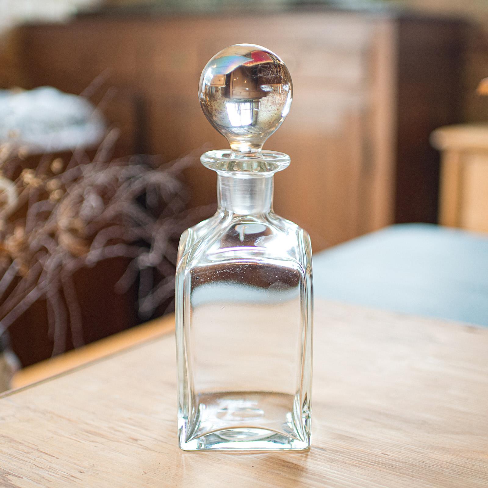 20th Century Vintage Whisky Decanter, English, Glass, Bourbon, Spirit Decanter, Mid Century For Sale