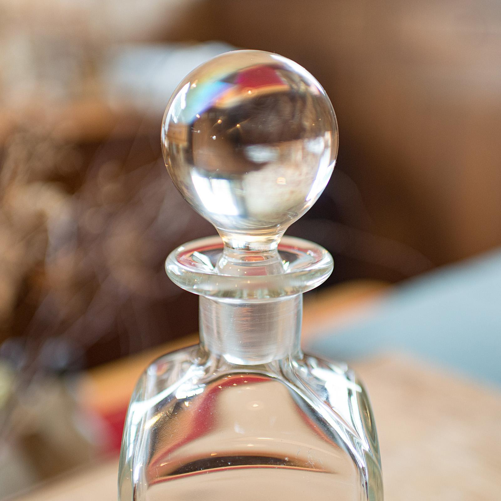 Vintage Whisky Decanter, English, Glass, Bourbon, Spirit Decanter, Mid Century For Sale 1