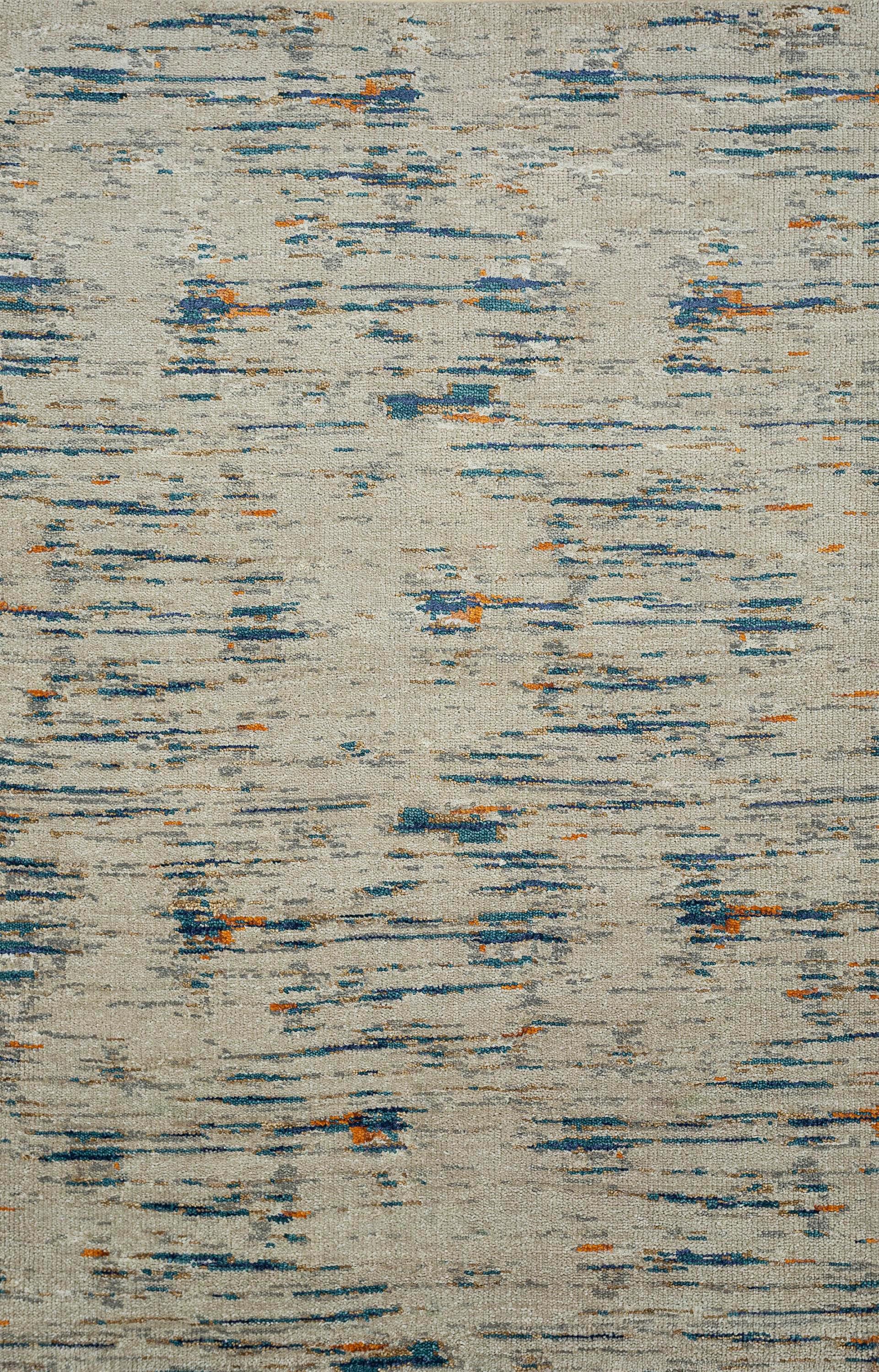 Modern Vintage Whispers Antique White Shadow Teal Hand-Knotted Rug For Sale