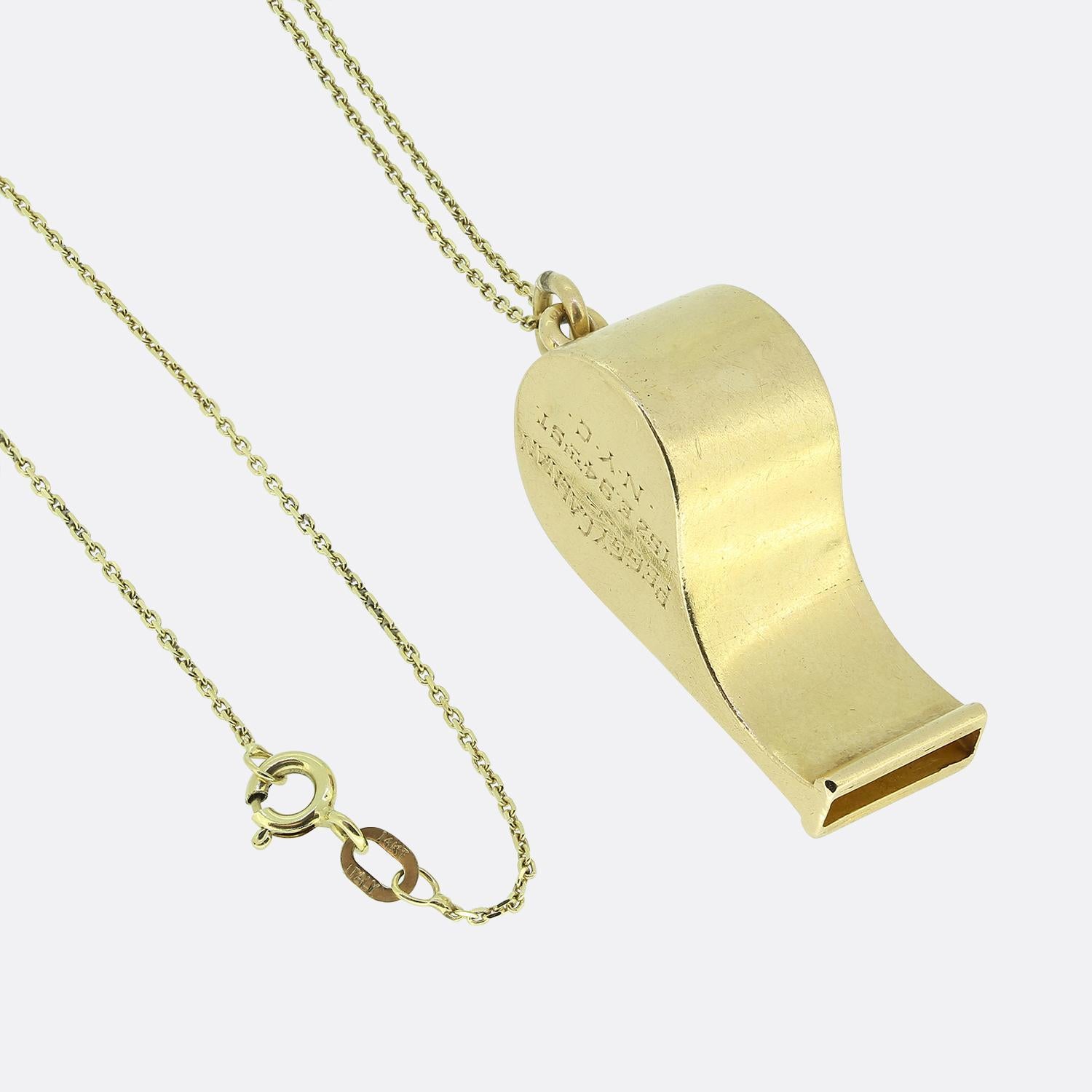 Women's or Men's Vintage Whistle Pendant Necklace