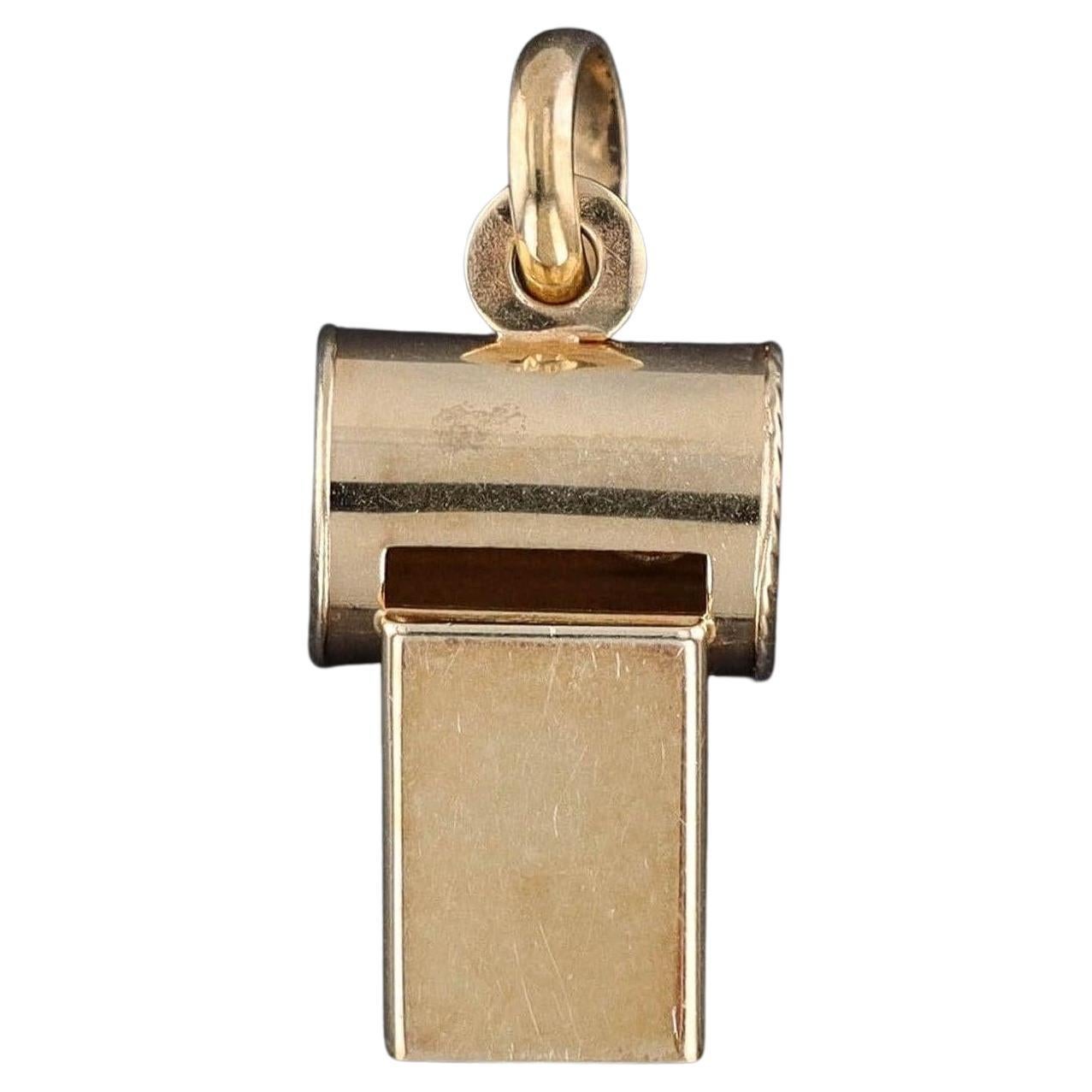 Vintage Whistle Pendant of 14k Gold