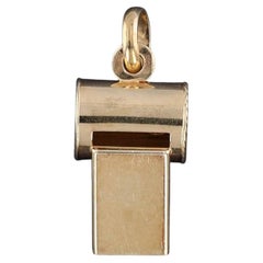 Ciondolo a forma di fischietto vintage in oro 14k