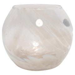 Vintage White and Beige Decorative Murano Glass Mini Vase, Italy, 1960s