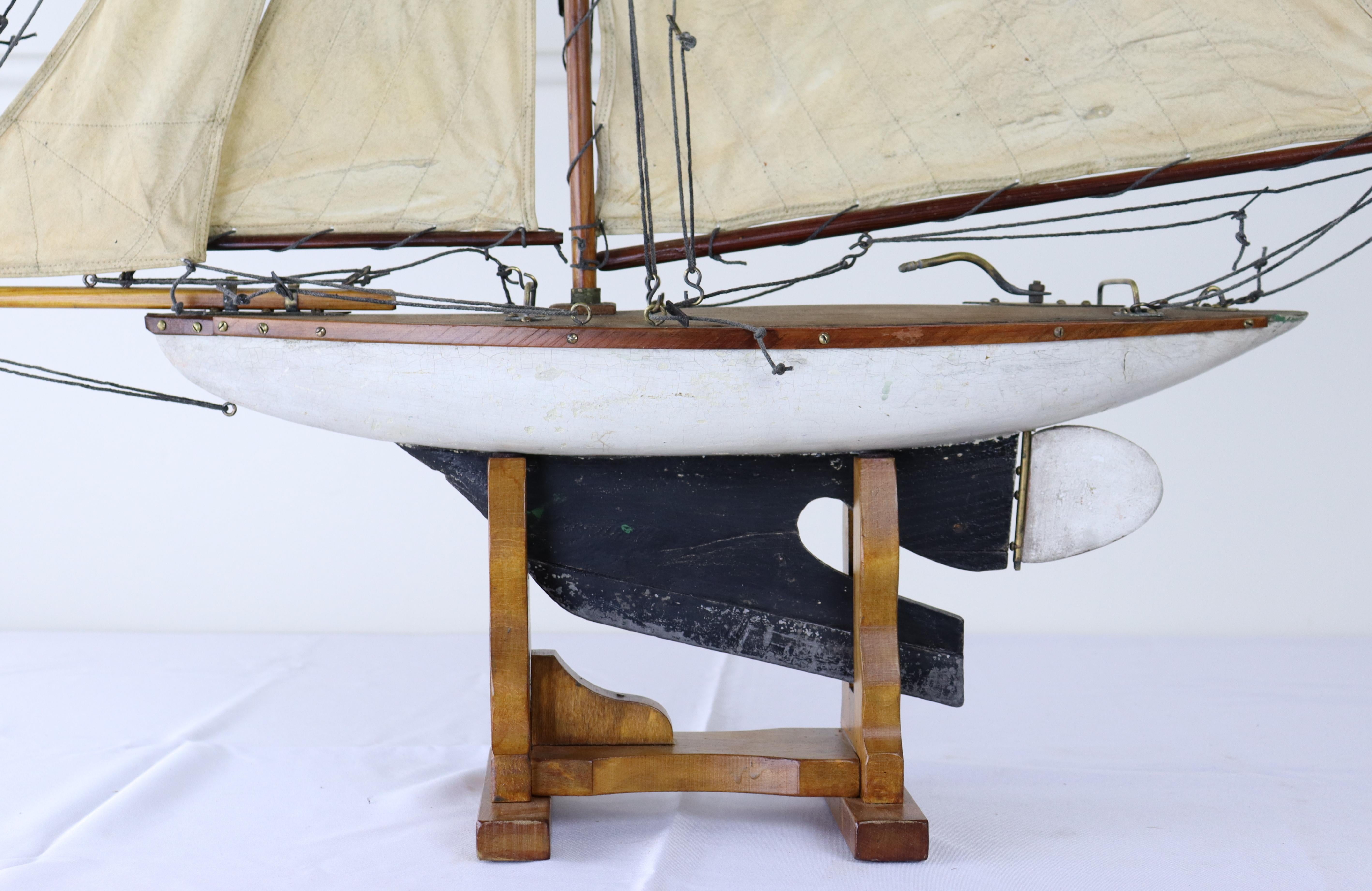 Vintage White and Black English Pond Yacht For Sale 6