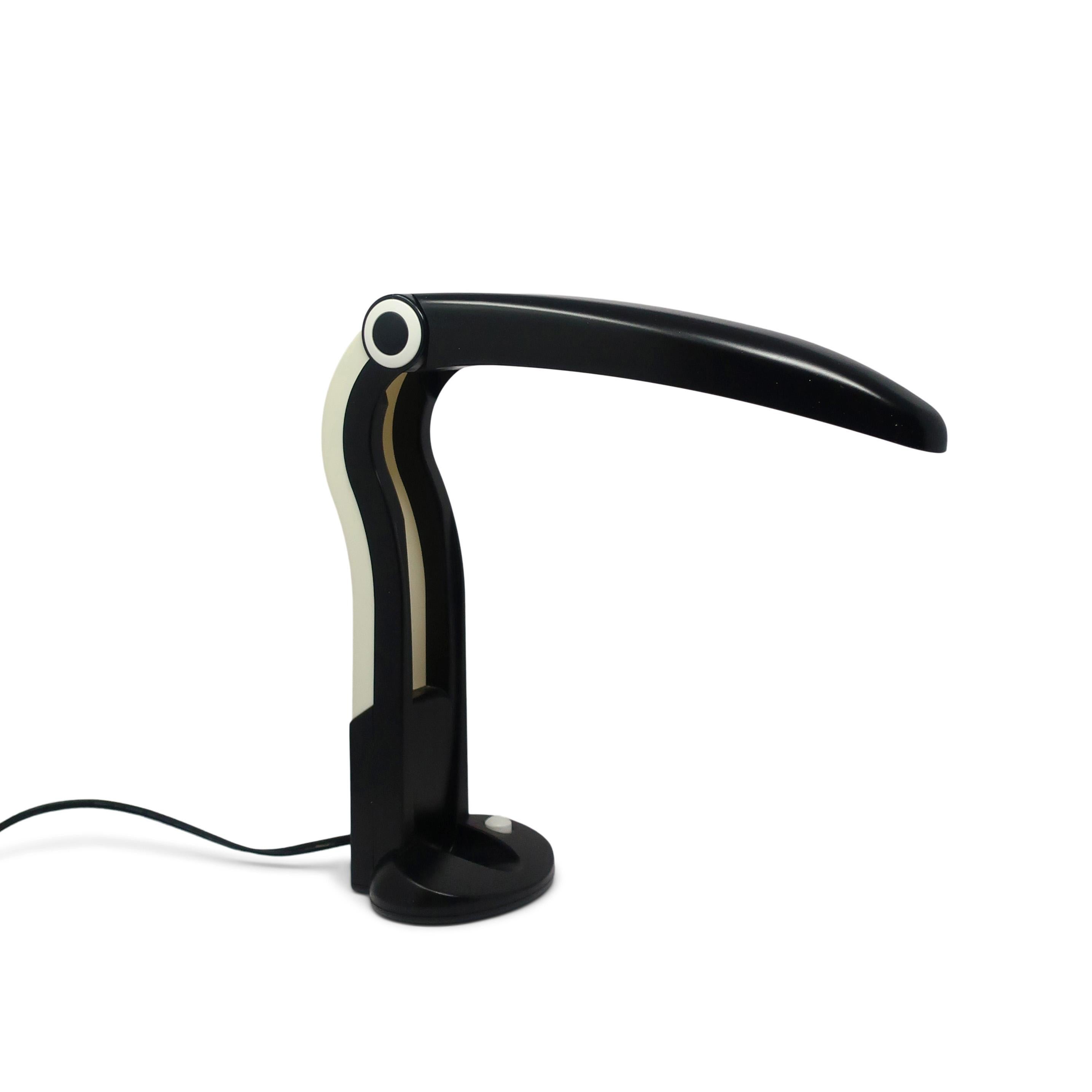Vintage White and Black Toucan Folding Desk Lamp For Sale at 1stDibs