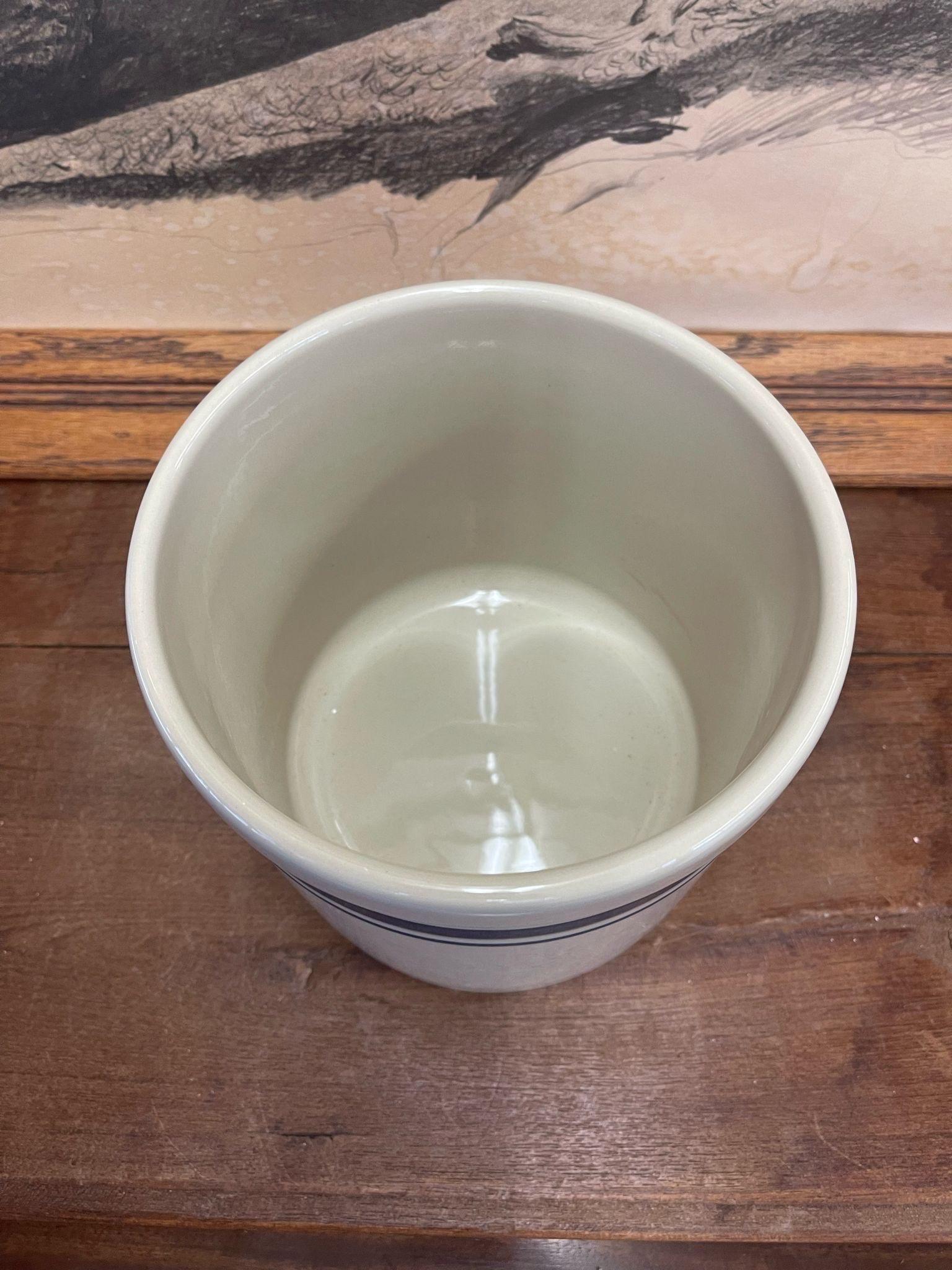 Mid-Century Modern Vintage White and Blue Colored Ceramic Jar.