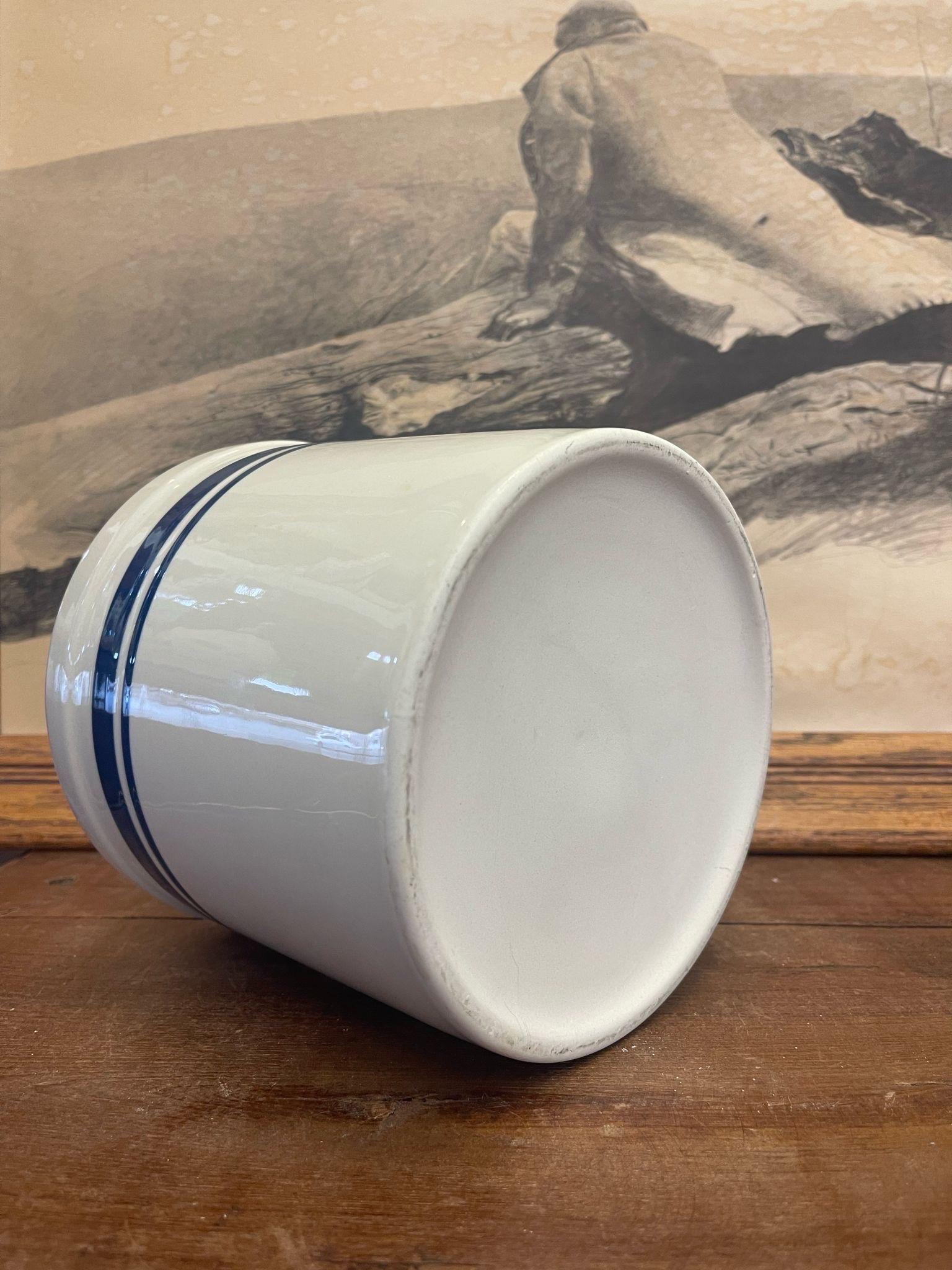 Vintage White and Blue Colored Ceramic Jar. 2