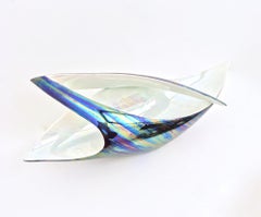 Weiße und schillernde Vintage-Schale oder Tafelaufsatz aus Keramik N 6768 von Lusso, Italien