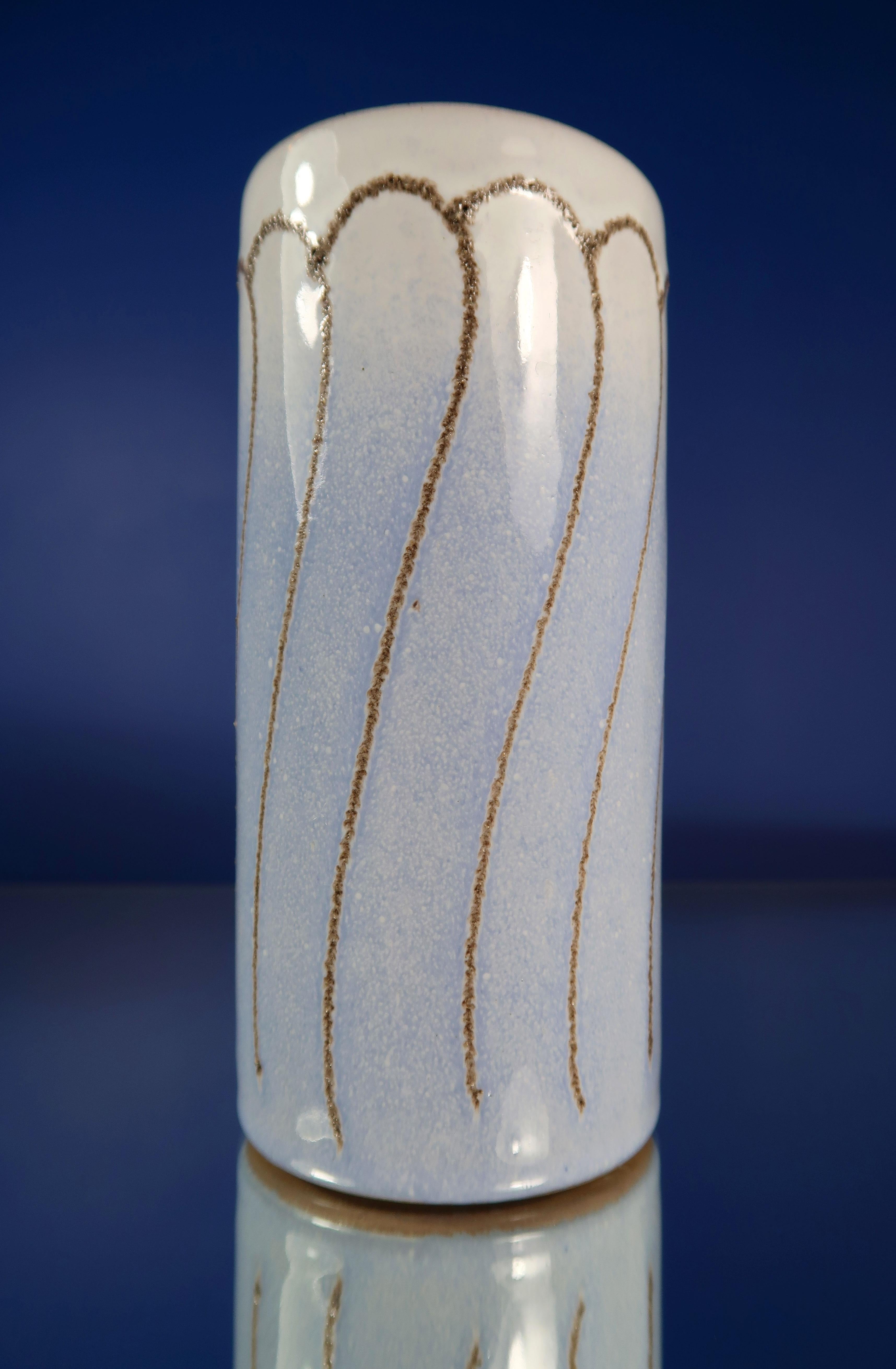 Mid-Century Modern Vintage Light Blue, White Ceramic Vase, 1960s