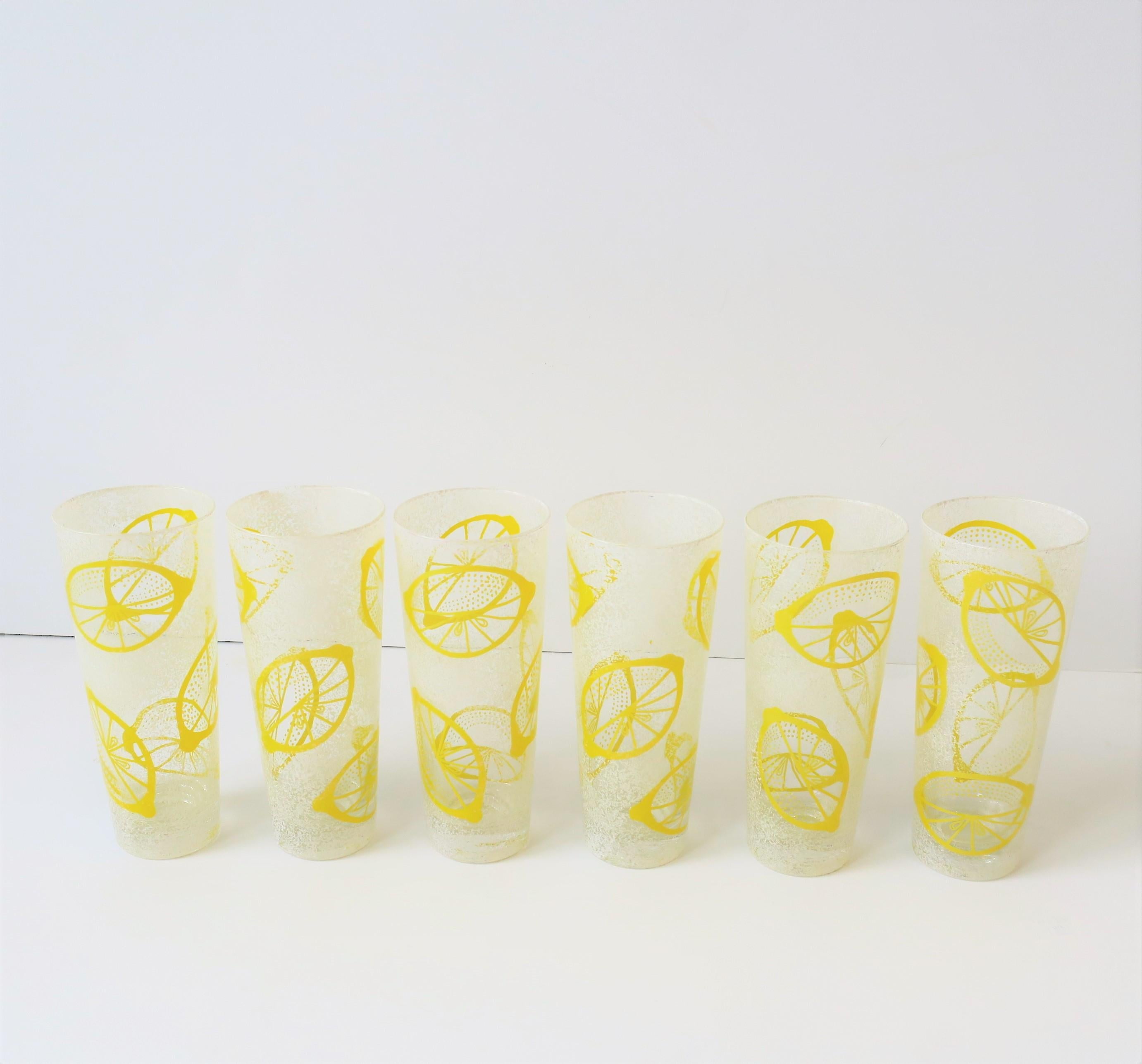 Zitronen-Obst-Highball-Cocktailgläser mit gelbem und weißem Design, 6er-Set im Angebot 4