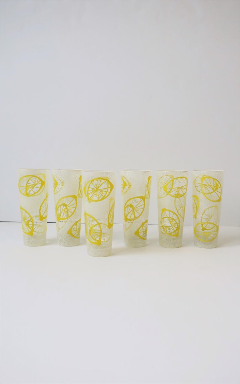 Vintage White and Yellow Lemon Highball Glasses For Sale at 1stdibs